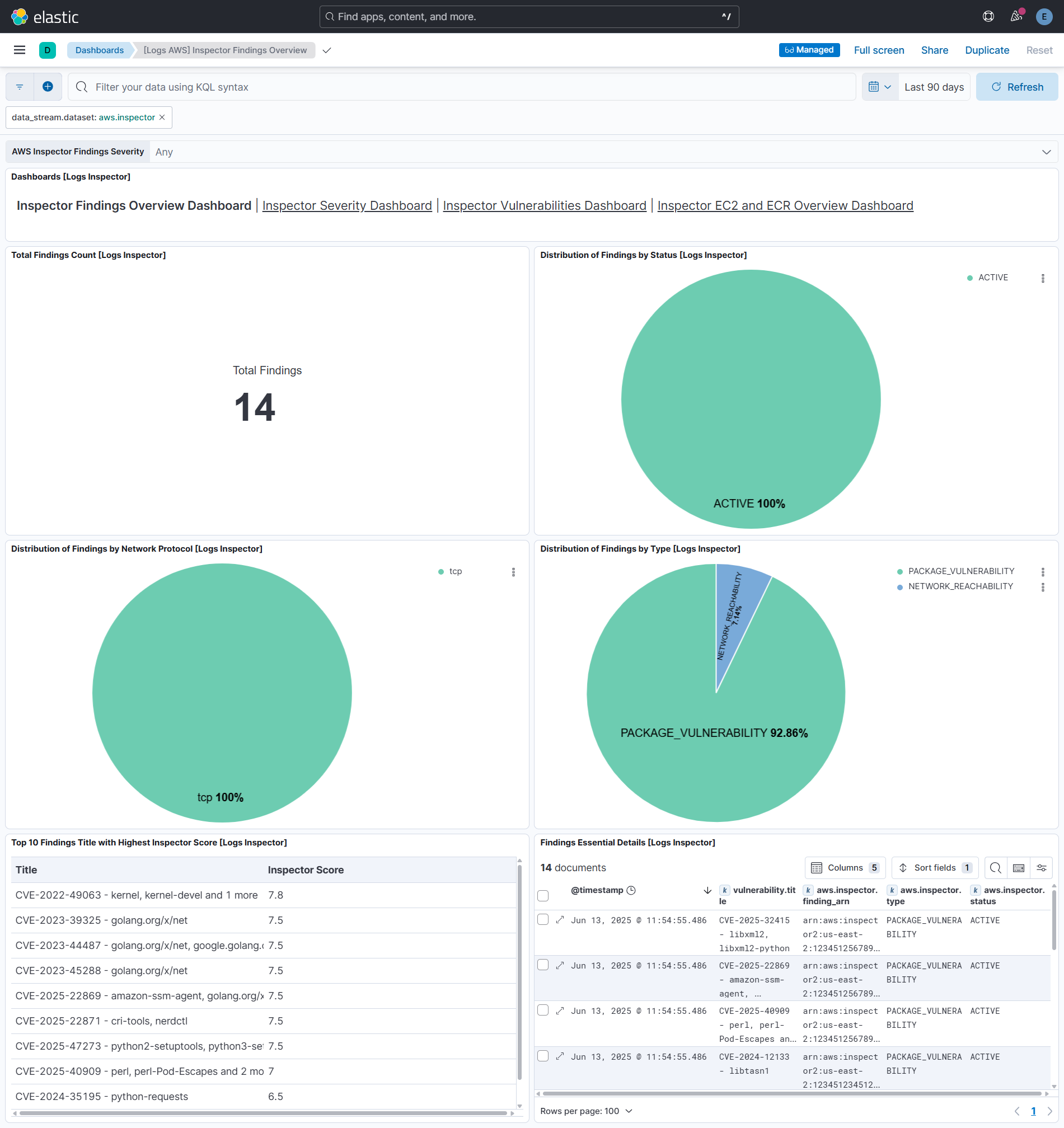 Inspector Findings Overview dashboard