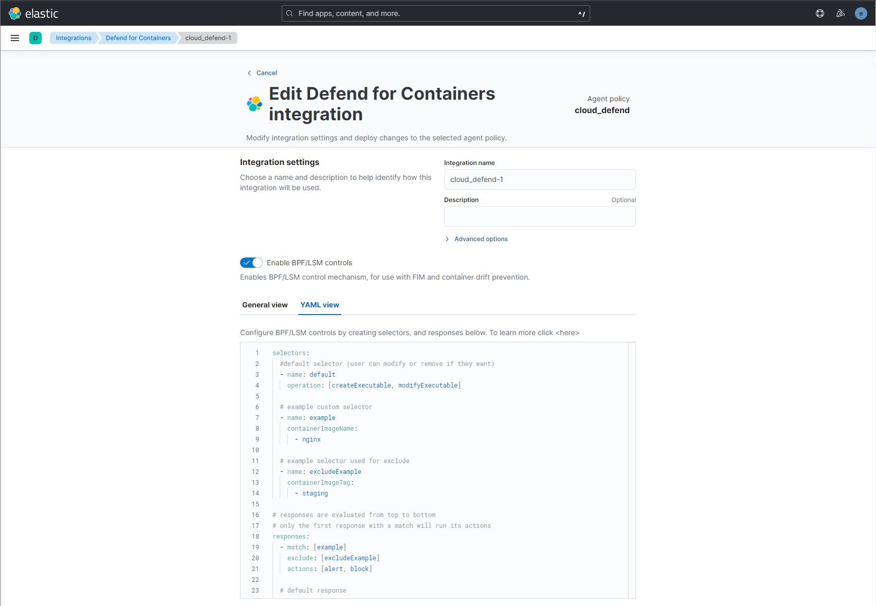 Control policy yaml editor screenshot