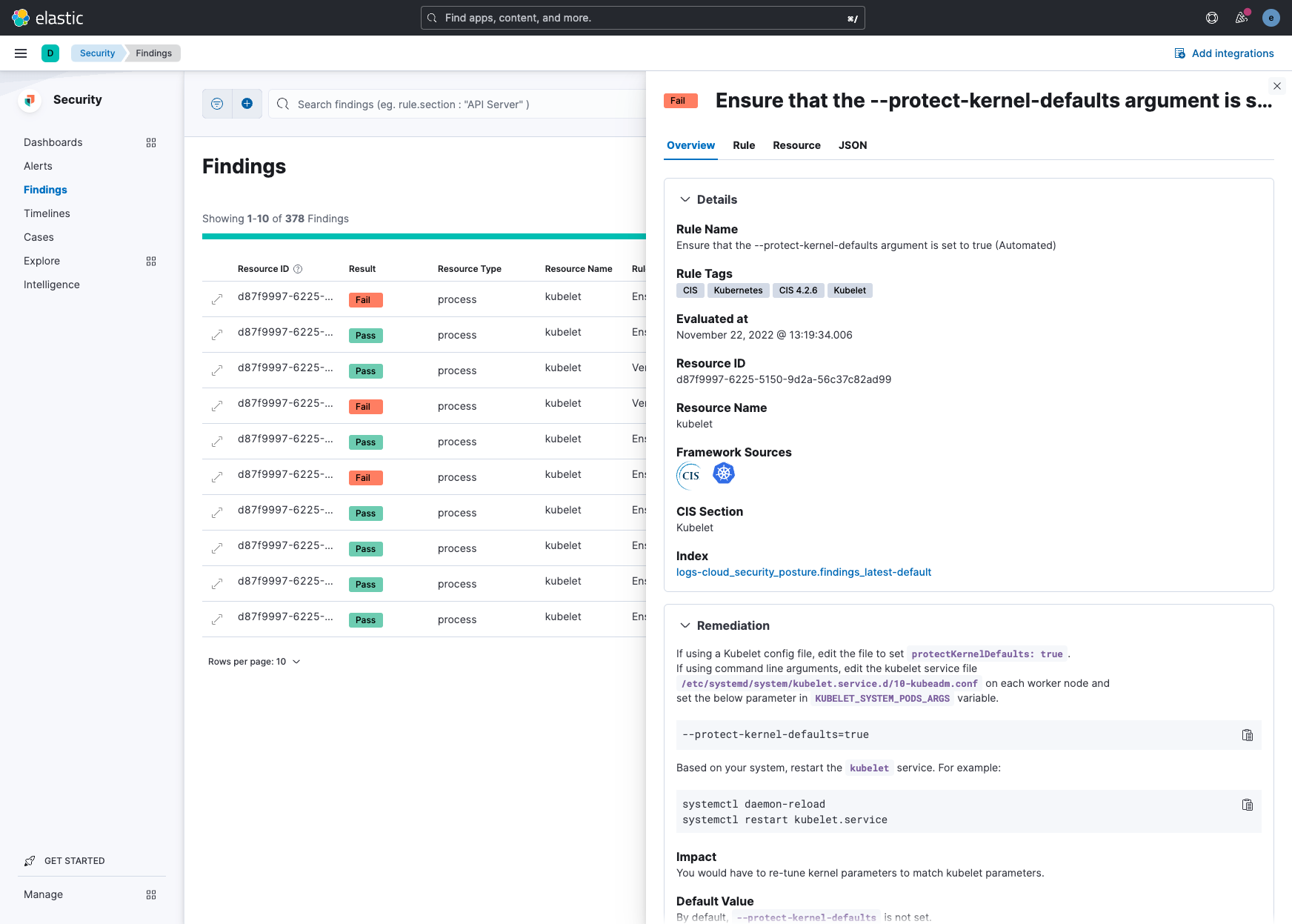 Detailed view of a single finding