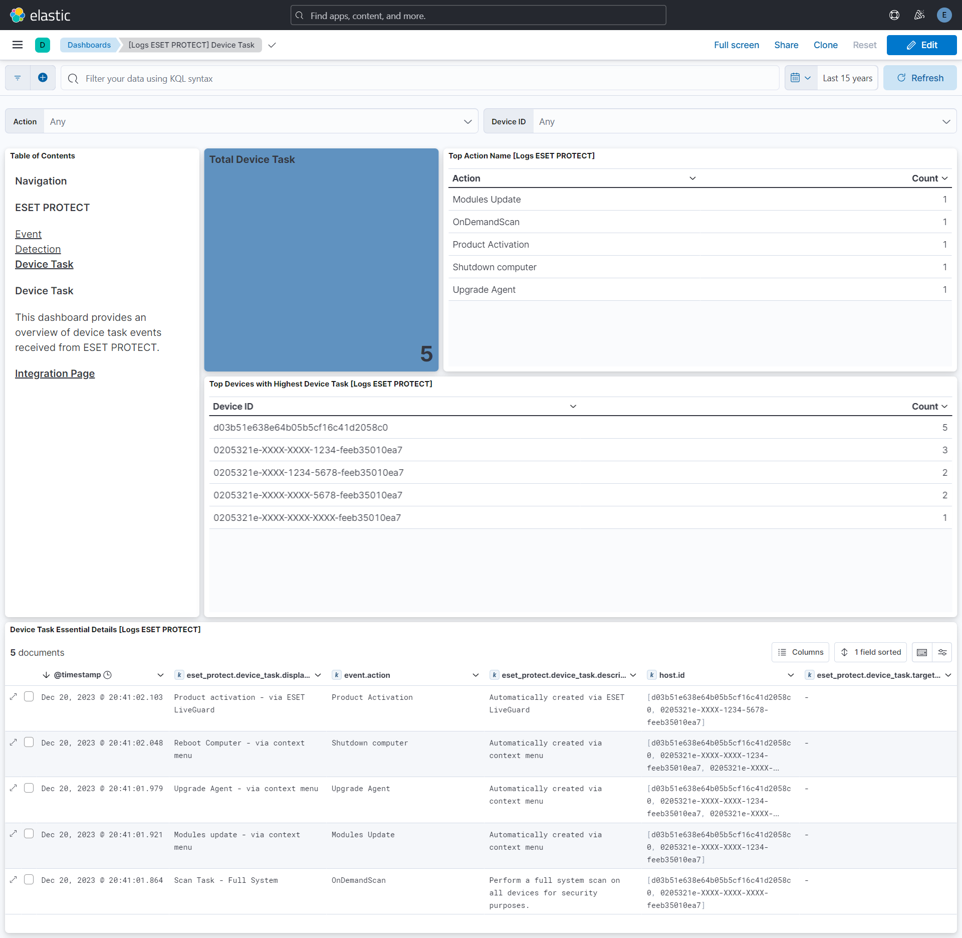 ESET PROTECT Device Task Dashboard Screenshot