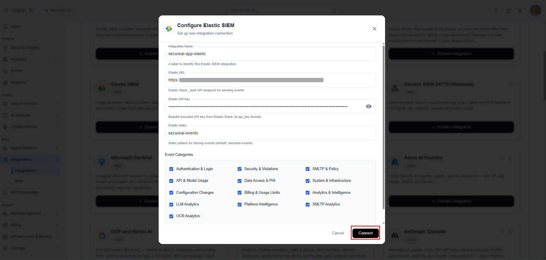 SecureAI Elastic SIEM Configuration