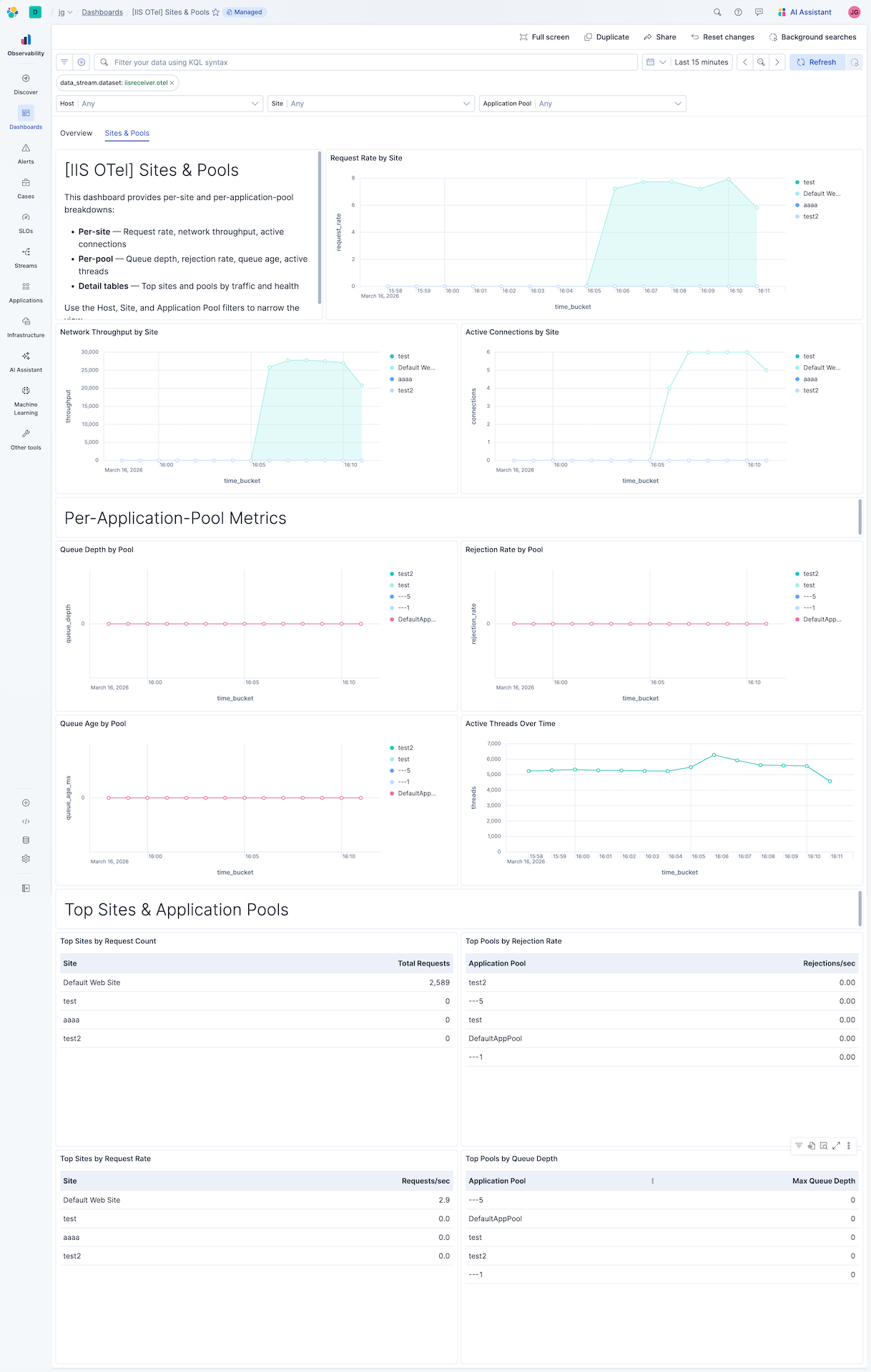 IIS OTEL Metrics screenshot (continued)