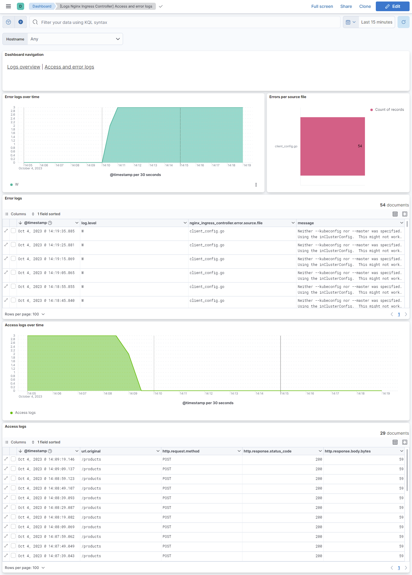 Access and error logs