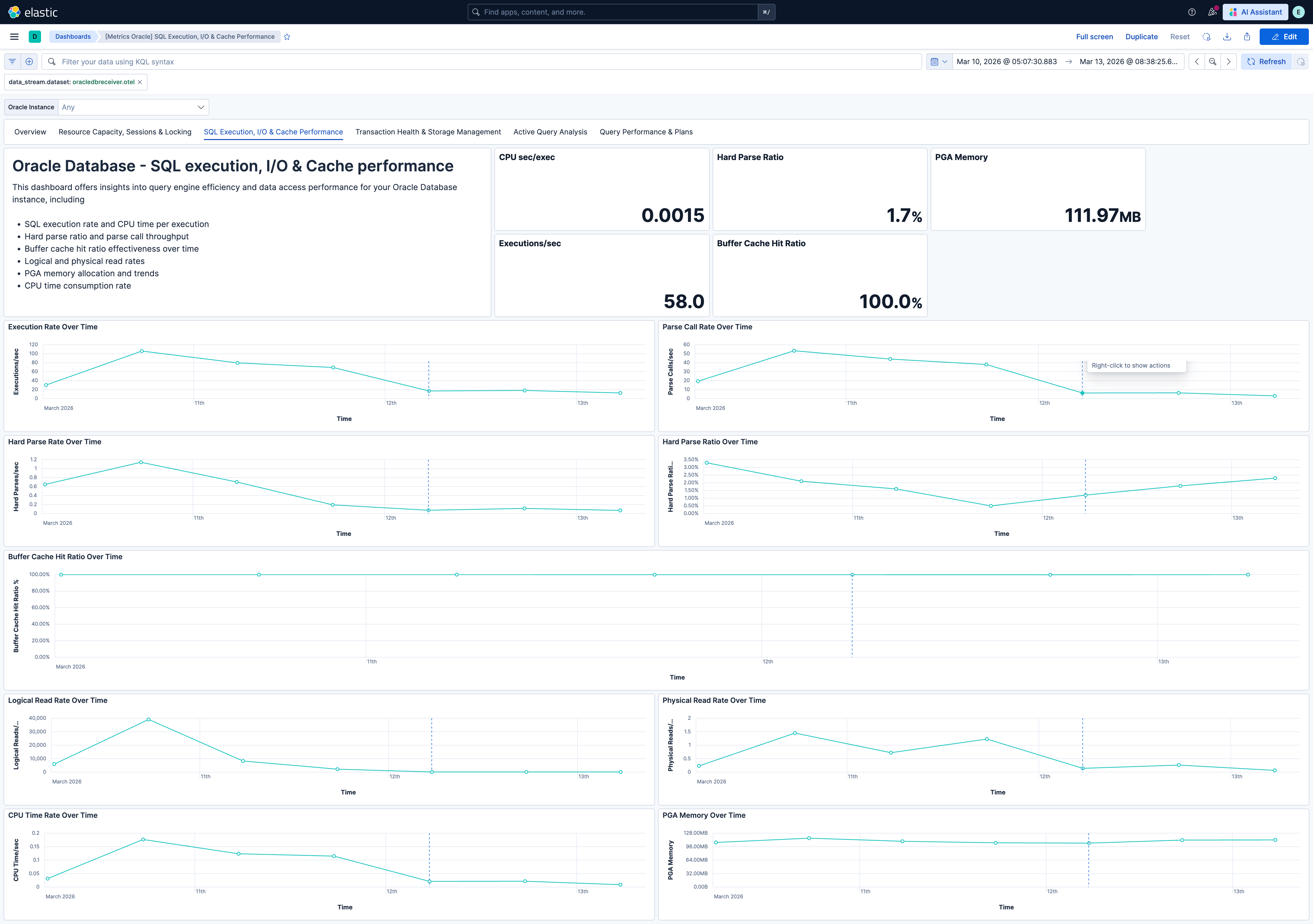 Oracle SQL query engine execution efficiency and data access performance details dashboard.
