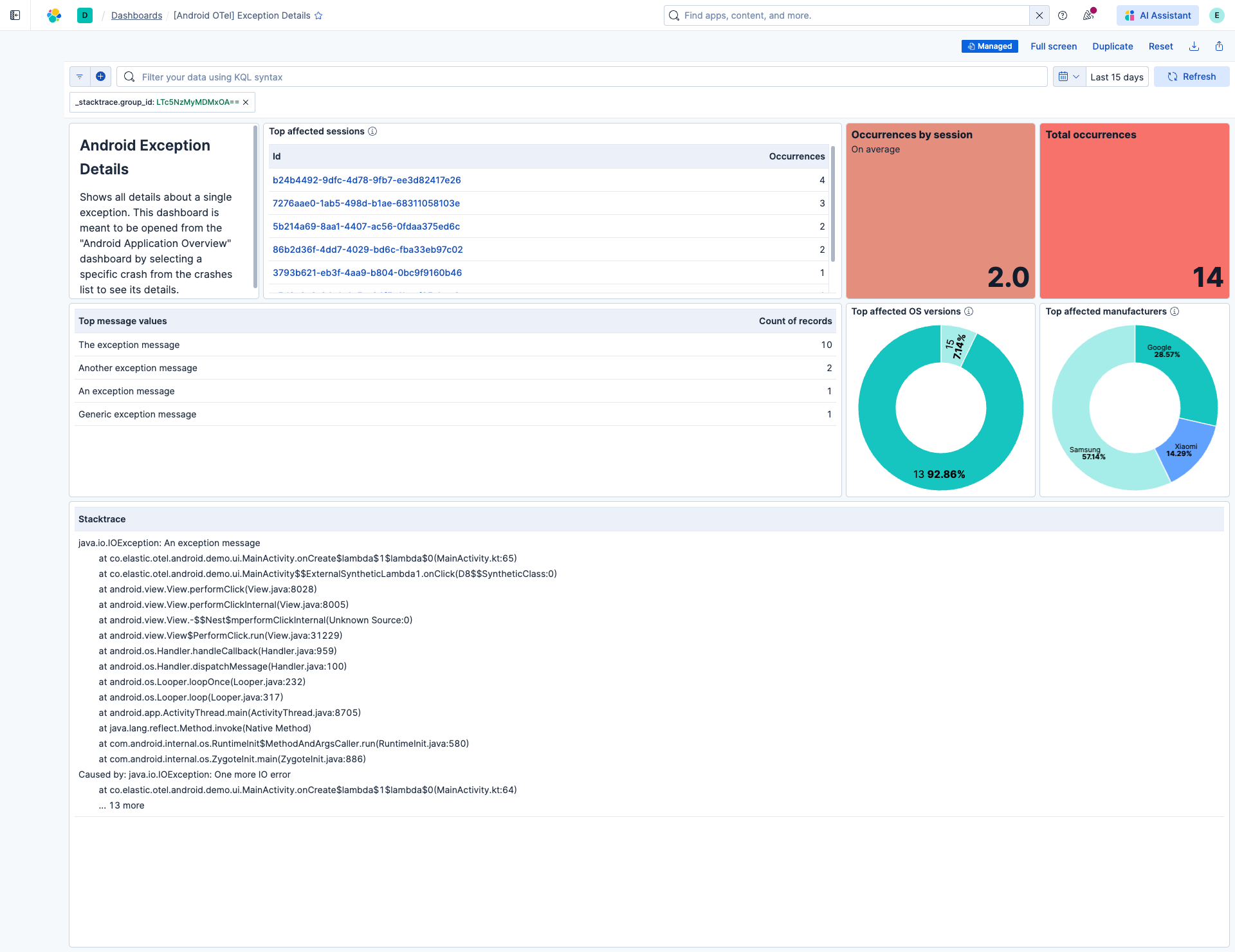 Exception Details Dashboard