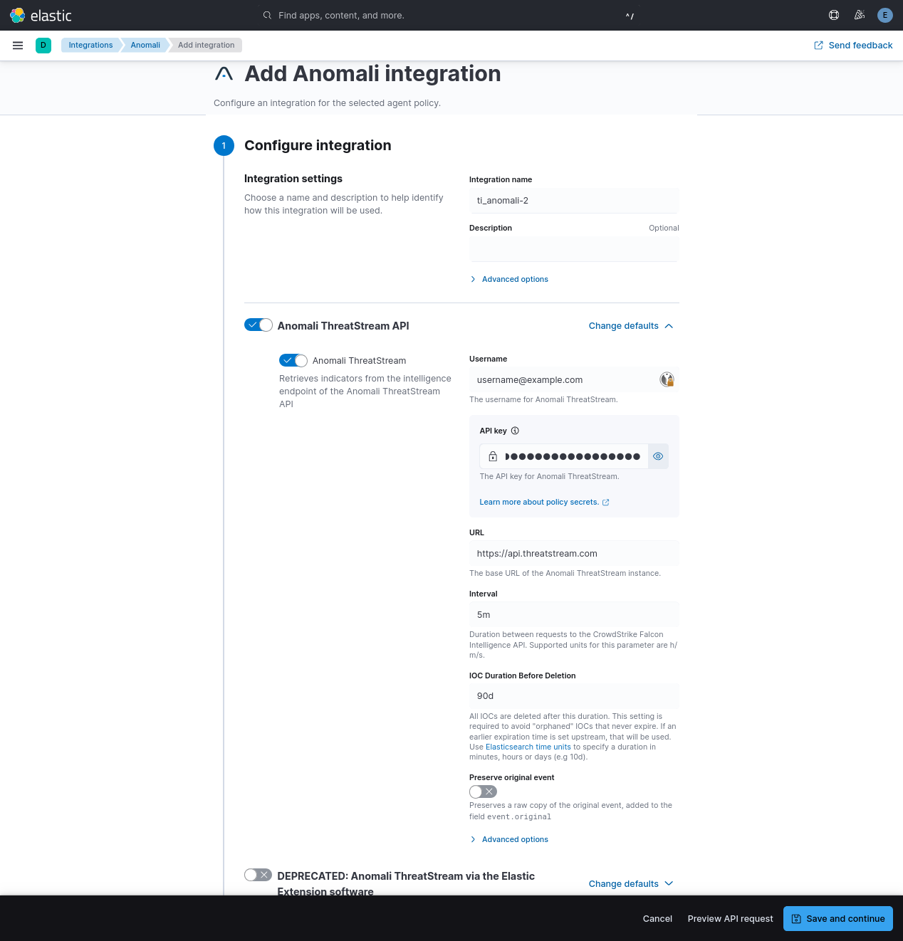 Add Anomali ThreatStream integration