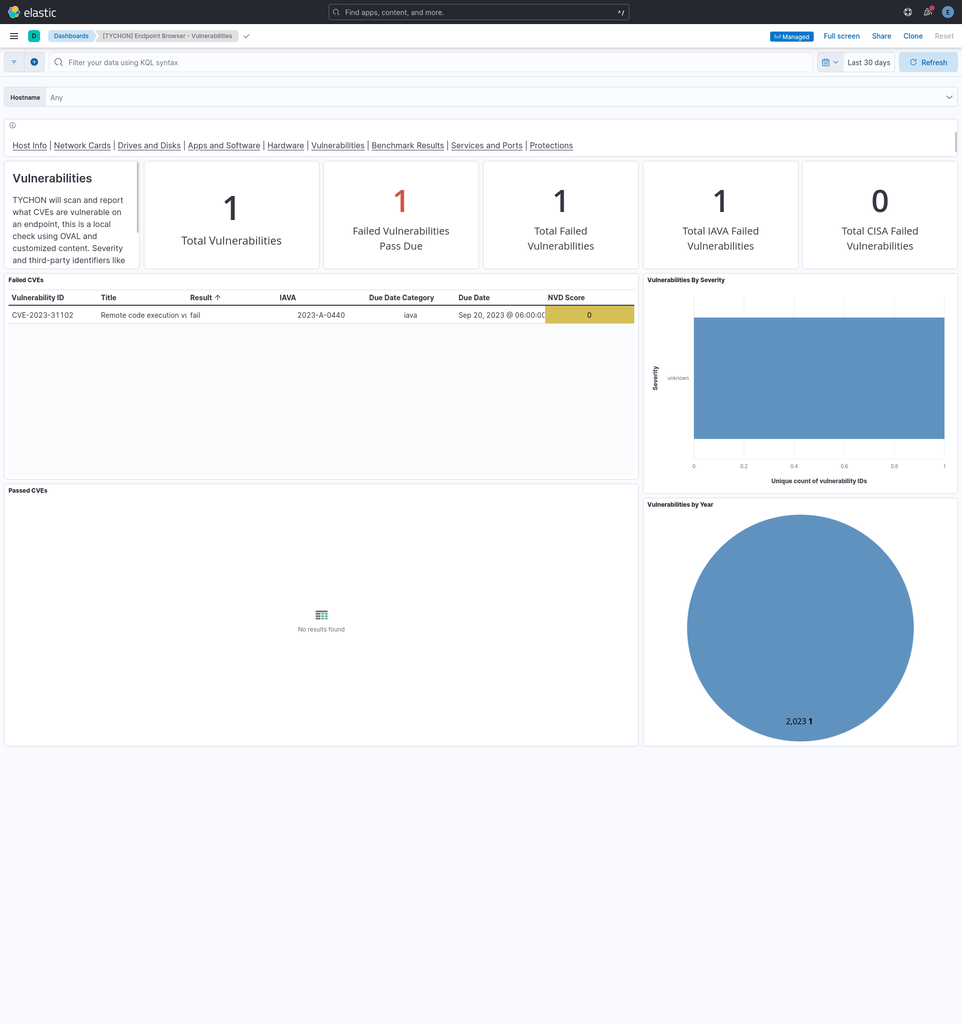 Dashboard [TYCHON] Endpoint Browser - Vulnerabilities